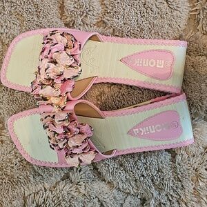 Pink Floral Beaded Women's Monika Sandals